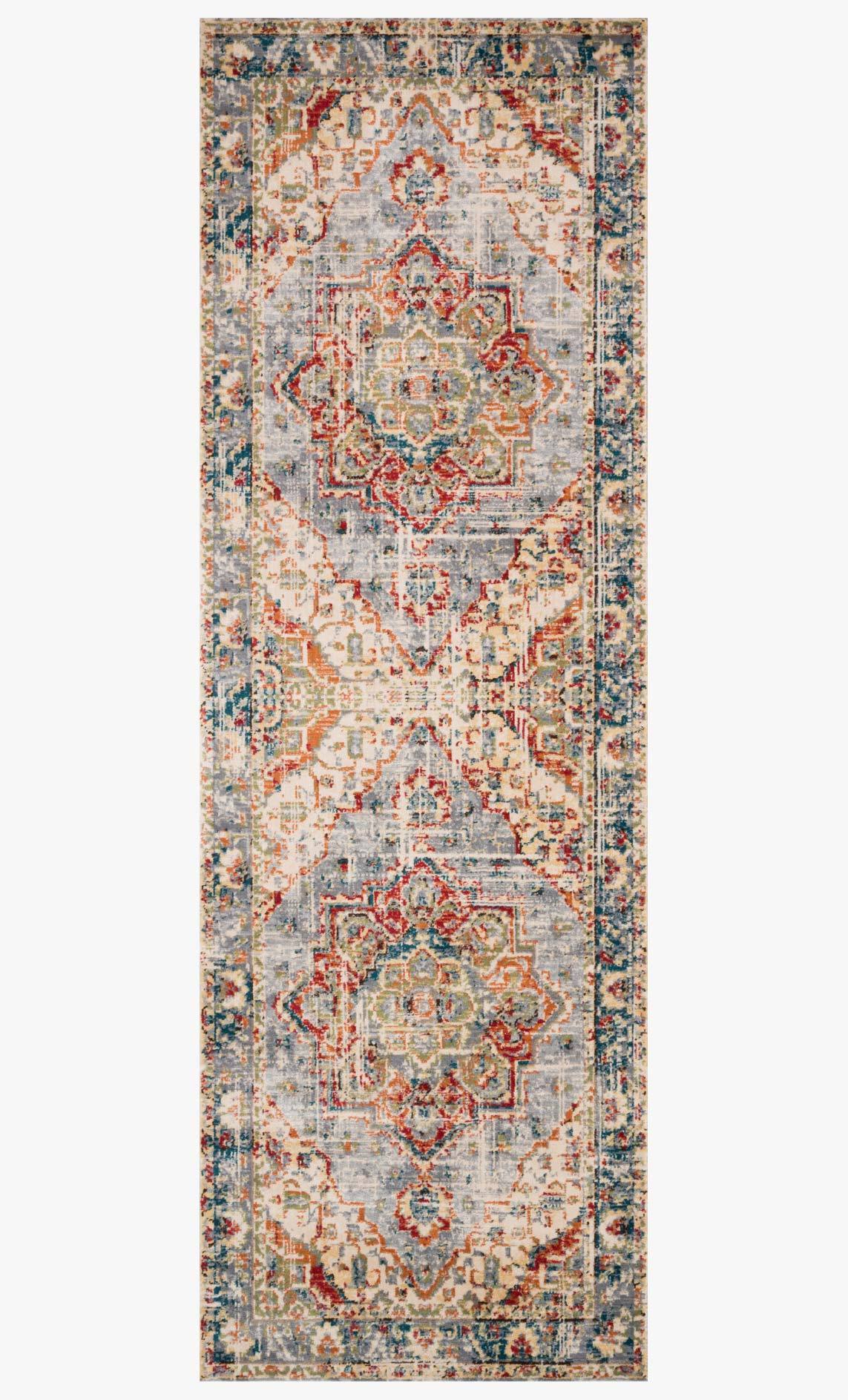 Transitional power-loomed area rug with repeated medallion motifs on oatmeal base