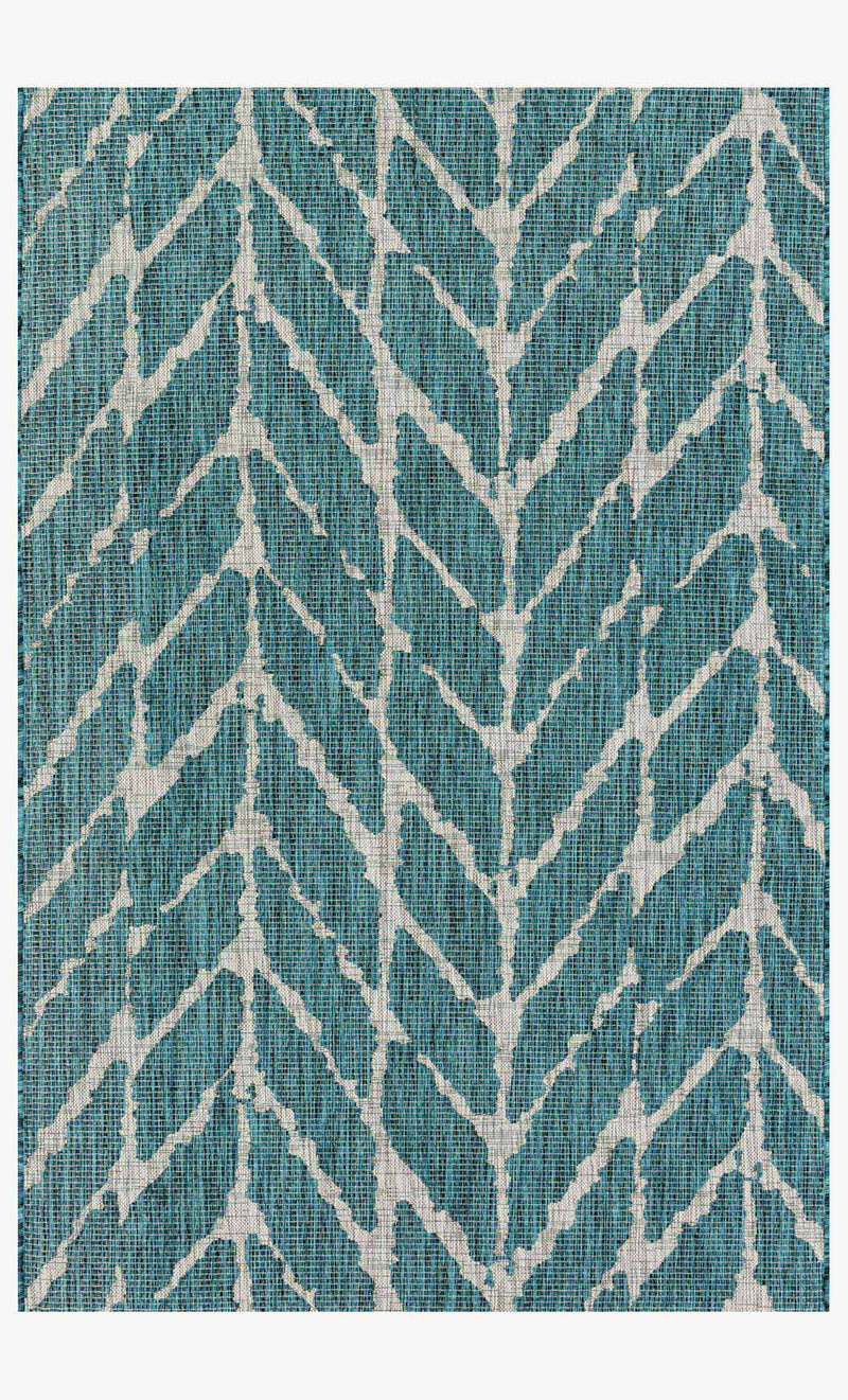 Loloi Isle Collection - Indoor/Outdoor Power Loomed Rug in Teal & Grey (IE-02)