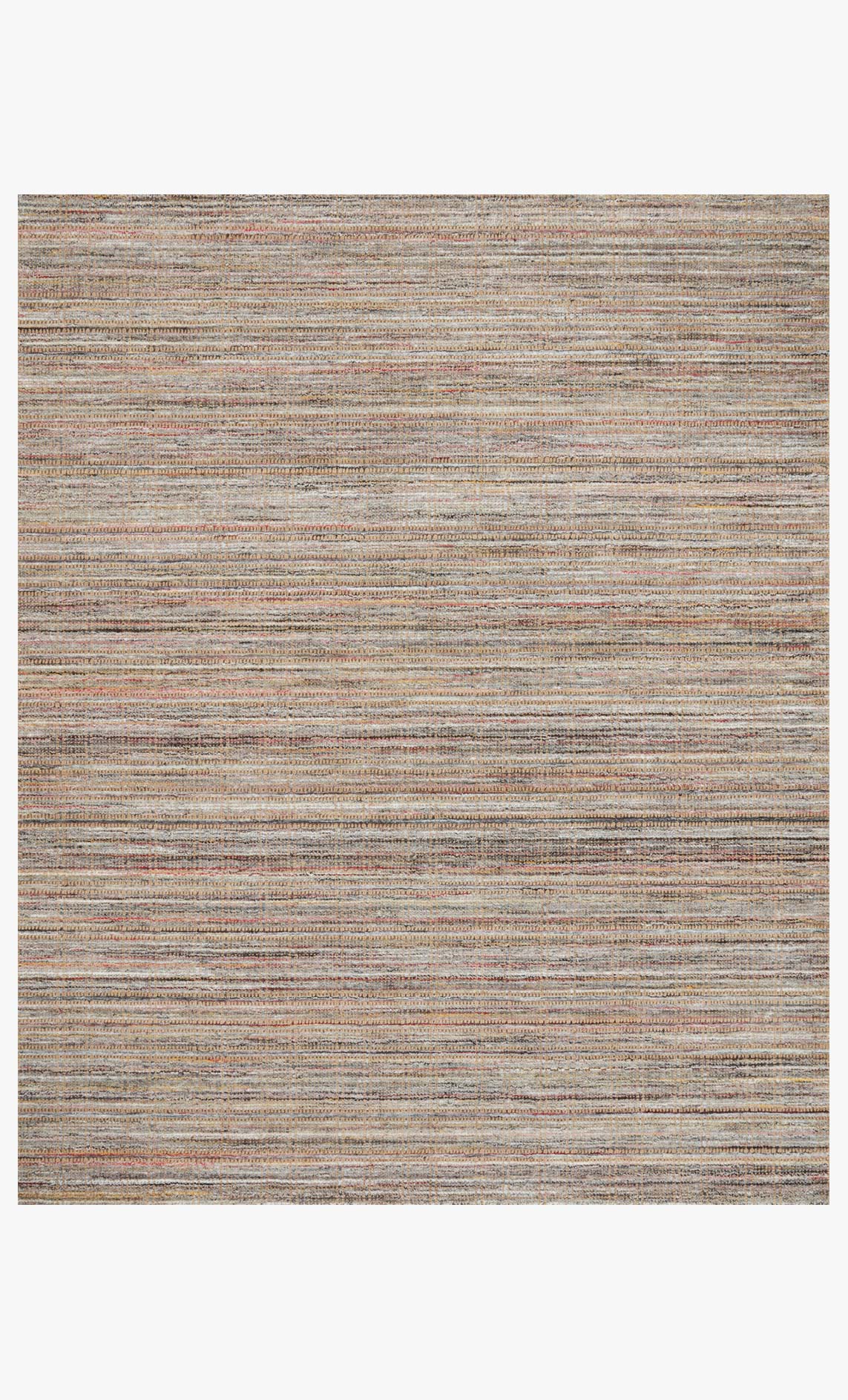 Natural hand-loomed transitional rug with horizontal woven stripes, rectangular