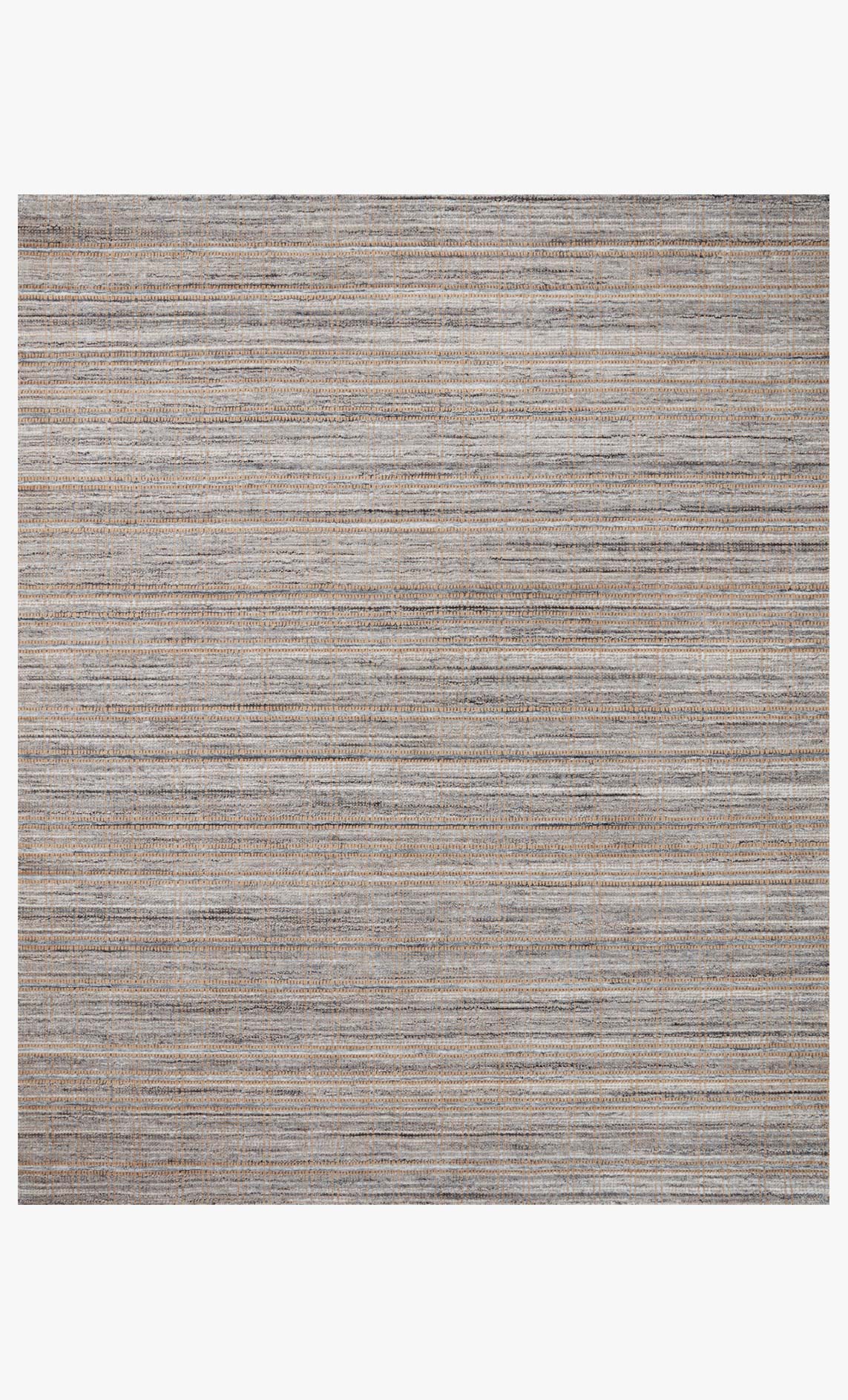 Hand-loomed area rug with natural beige and slate blue-gray woven stripes