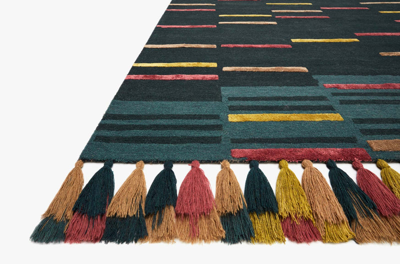 Justina Blakeney x Loloi Jamila Collection - Contemporary Hooked Rug in Teal & Sunset (JAA-03)