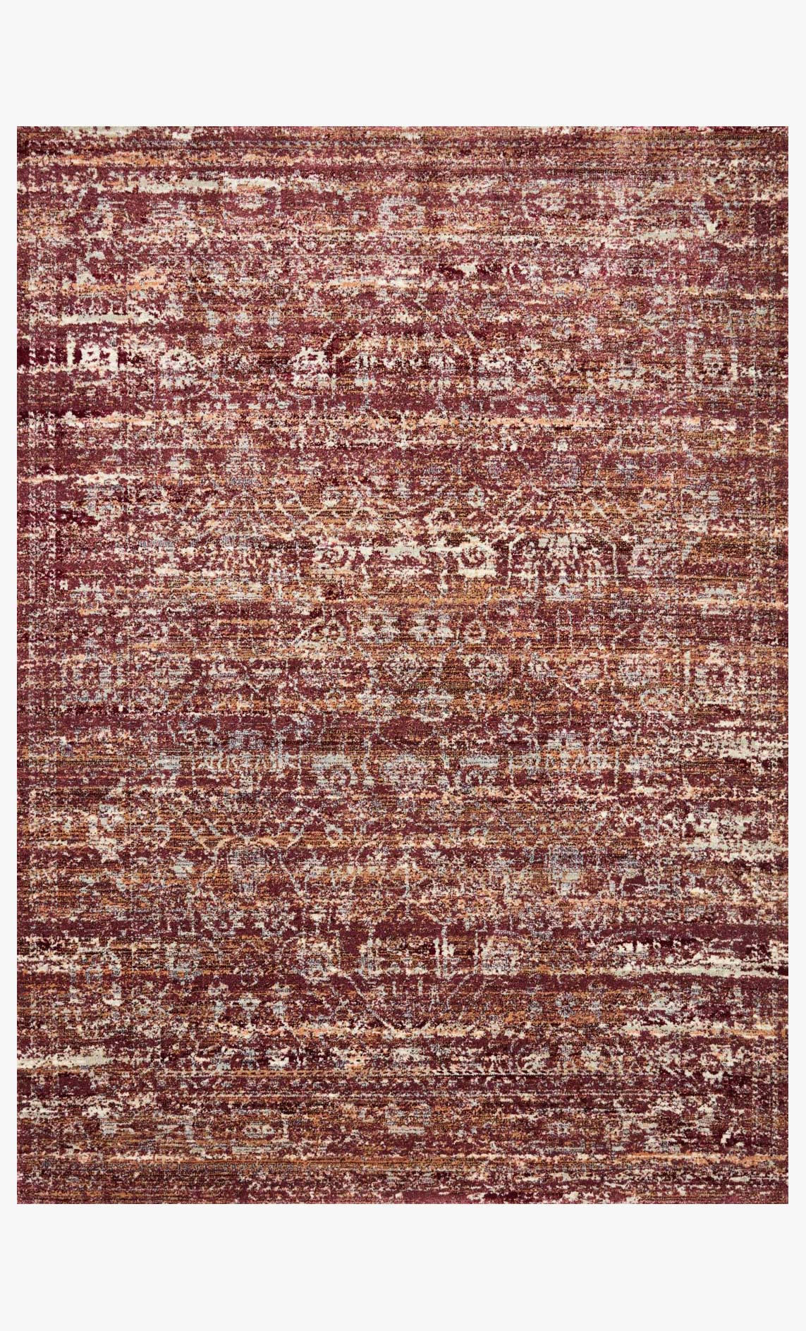 Contemporary power-loom rug, maroon and cream speckled abstract pattern