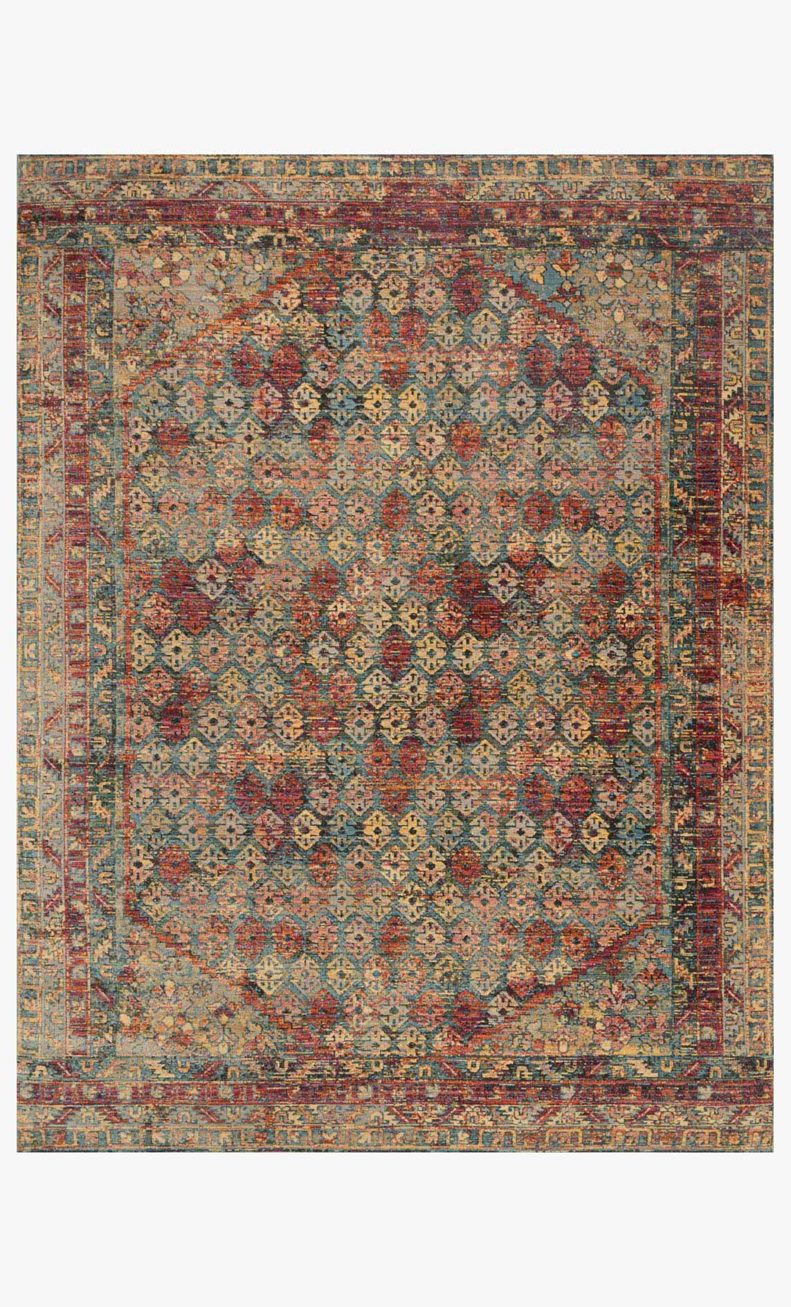 Contemporary power-loomed rug in slate and berry, multicolor geometric pattern