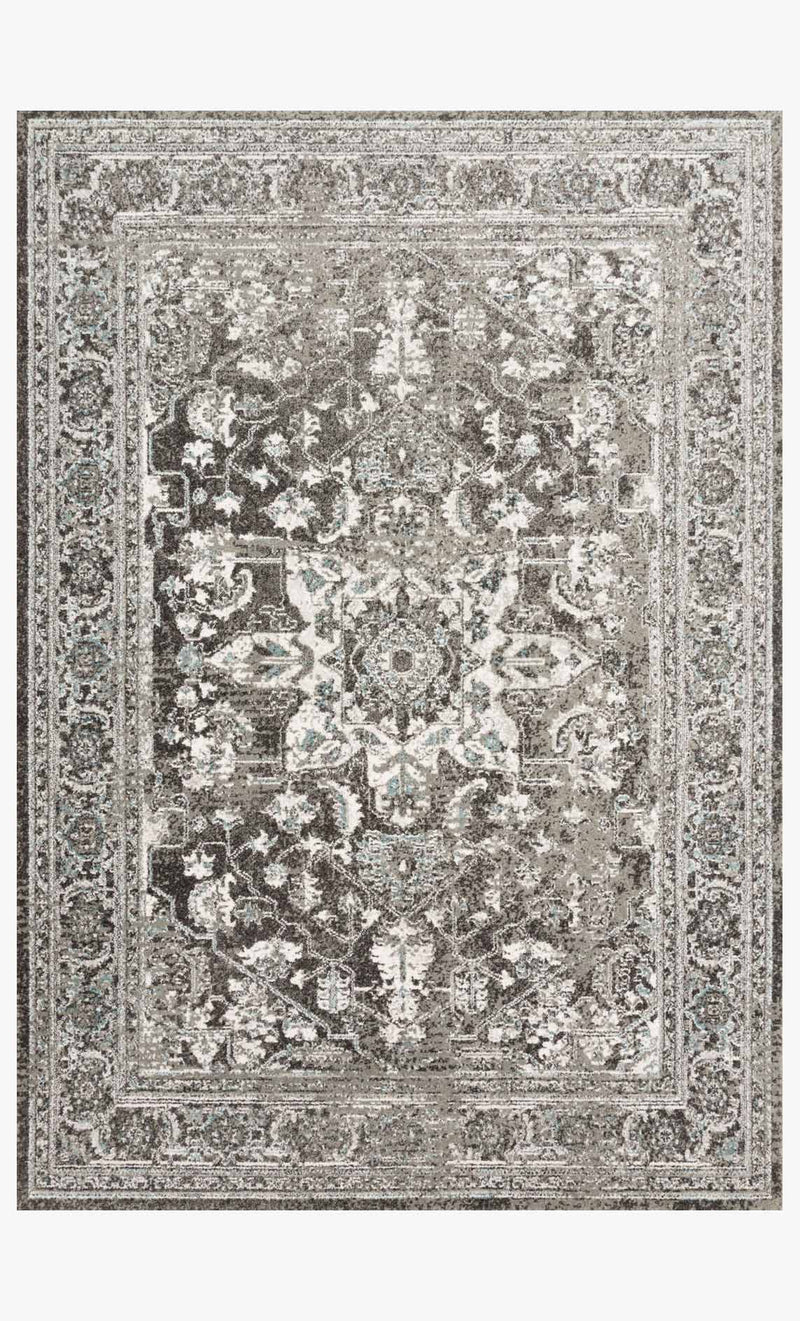 Loloi Joaquin Collection - Traditional Power Loomed Rug in Charcoal & Ivory (JOA-01)