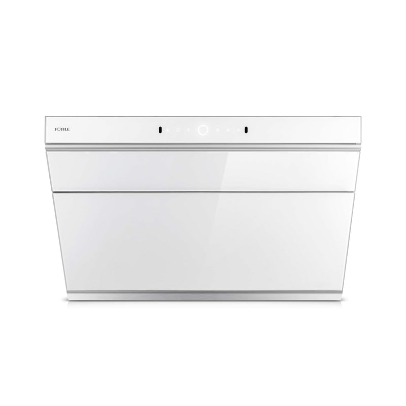 Fotile Slant Vent Series 30-Inch 1000 CFM Under Cabinet or Wall Mount Range Hood with 2 LED lights, Motion and Touch Activation in White Tempered Glass (JQG7505-W)