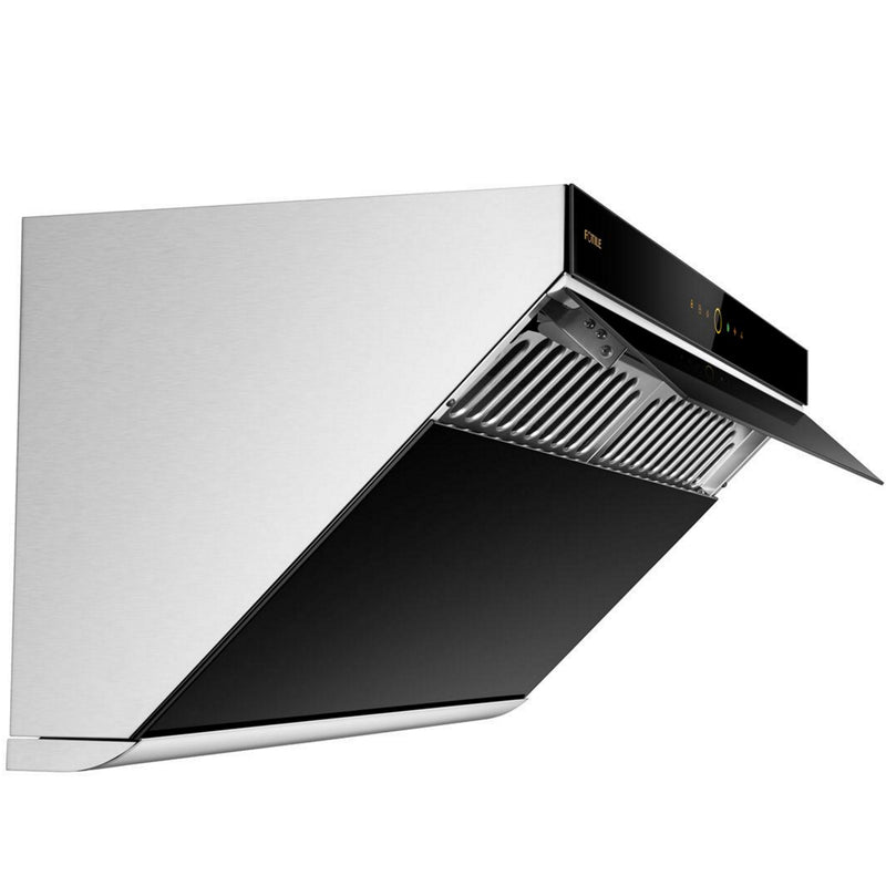 Fotile Slant Vent Series 30-Inch 1000 CFM Under Cabinet Range or Wall Mount Range Hood with 2 LED lights, Motion, and Touch Activation in Onyx Black Tempered Glass (JQG7505)