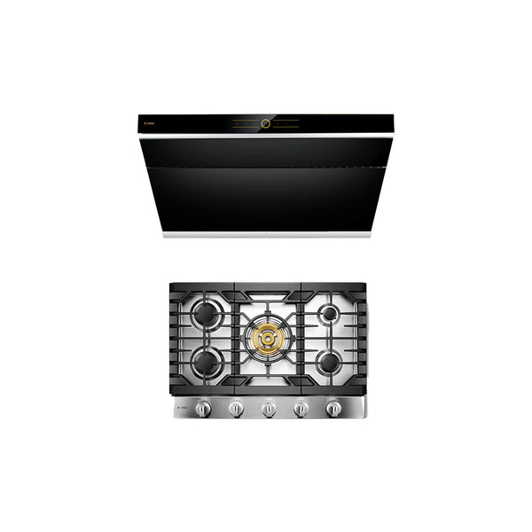 Fotile 2-Piece Appliance Package - 36-Inch Gas Cooktop & Under Cabinet/Wall Mounted Range Hood (JQG9001 + GLS36502)