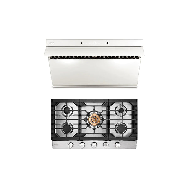 Fotile 2-Piece Appliance Package - 36-Inch Gas Cooktop & Under Cabinet/Wall Mounted Range Hood (JQG9006-W + GLS36502)