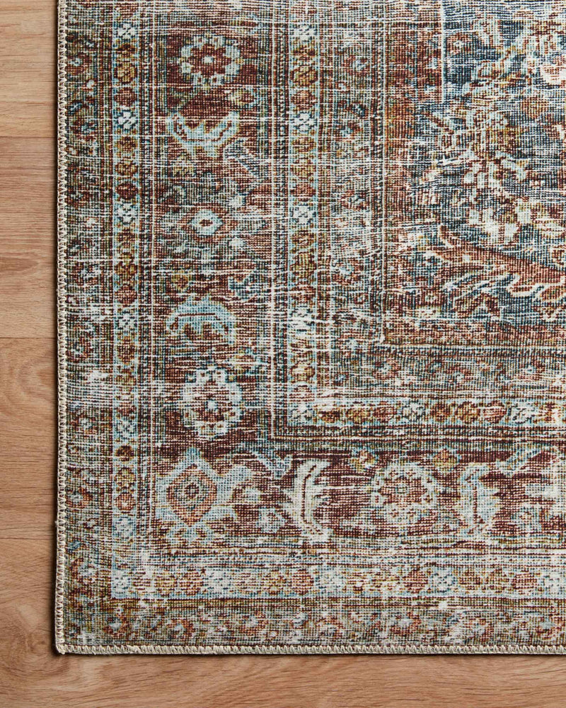 Chris Loves Julia x Loloi Jules Collection - Traditional Power Loomed Rug in Lagoon & Brick (JUL-05)