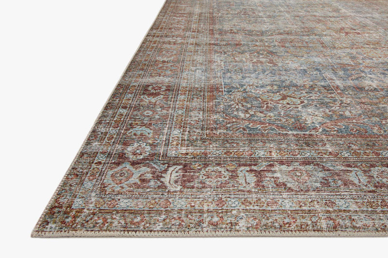 Chris Loves Julia x Loloi Jules Collection - Traditional Power Loomed Rug in Lagoon & Brick (JUL-05)