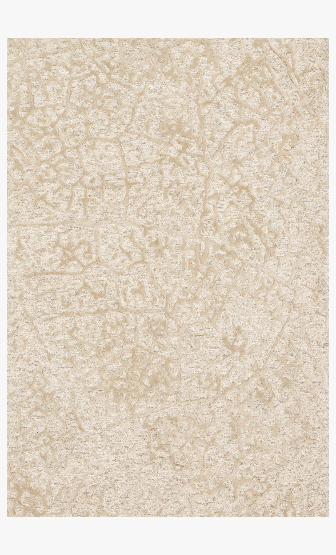 Contemporary hand-tufted rug with subtle beige and ivory maze pattern