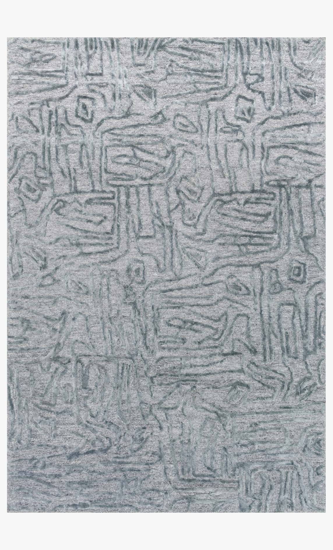 Contemporary hand-tufted rug in light blue with abstract geometric pattern