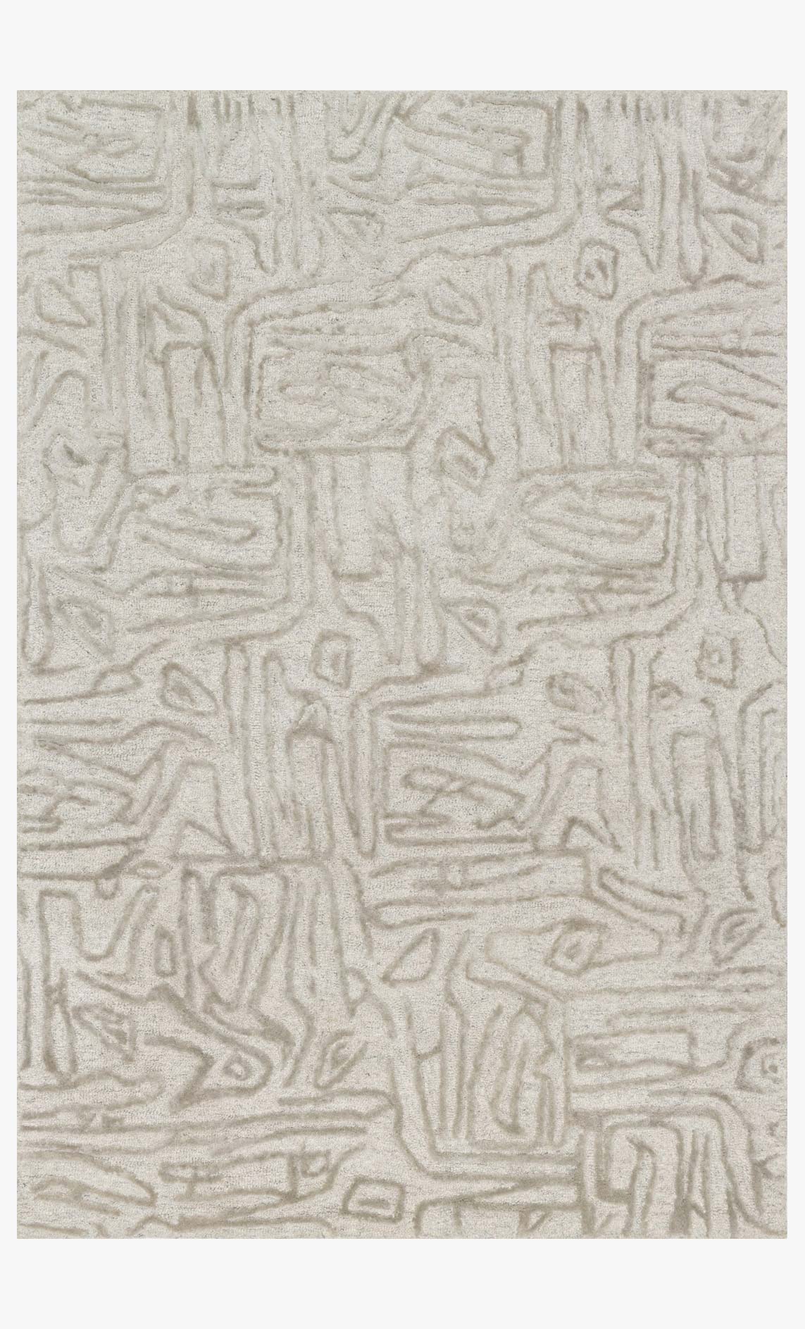 Contemporary hand-tufted rug in silver with raised abstract geometric pattern