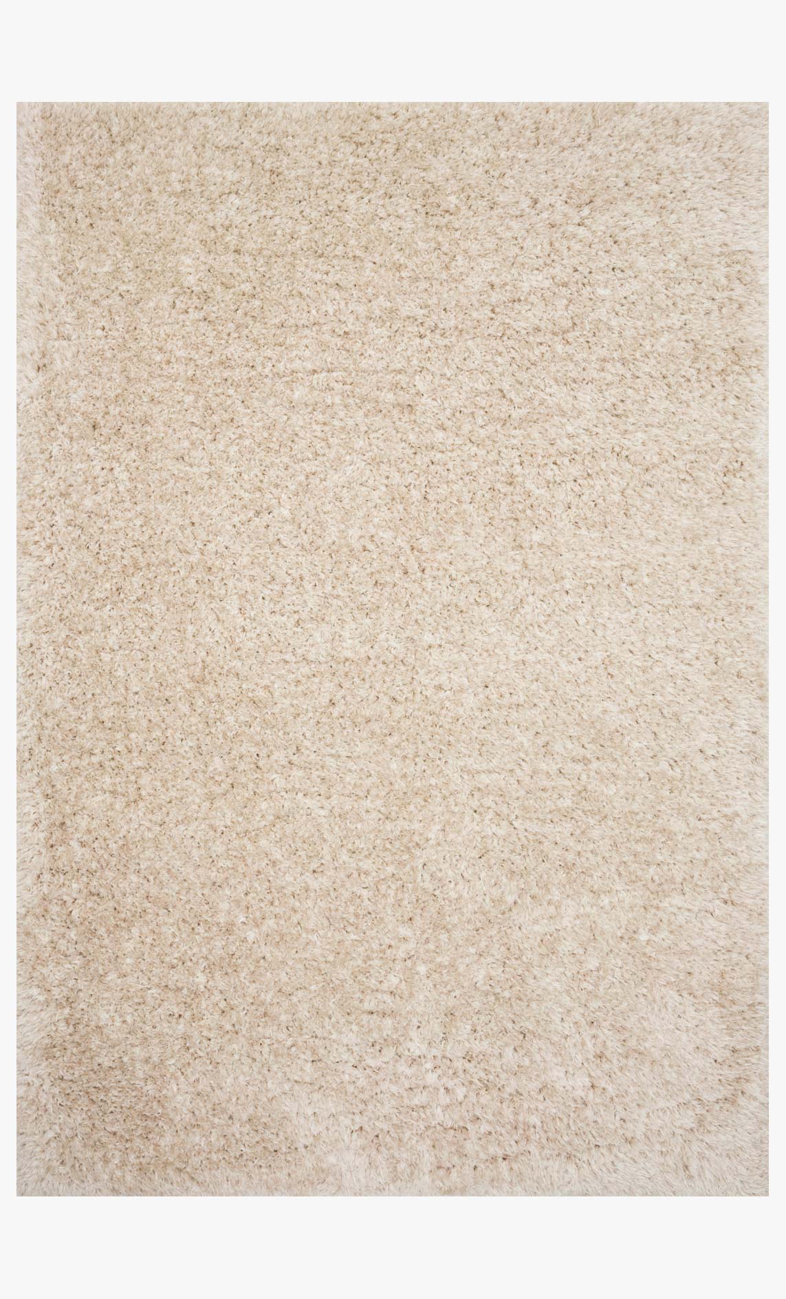 Beige shag power loomed rug with dense textured pile