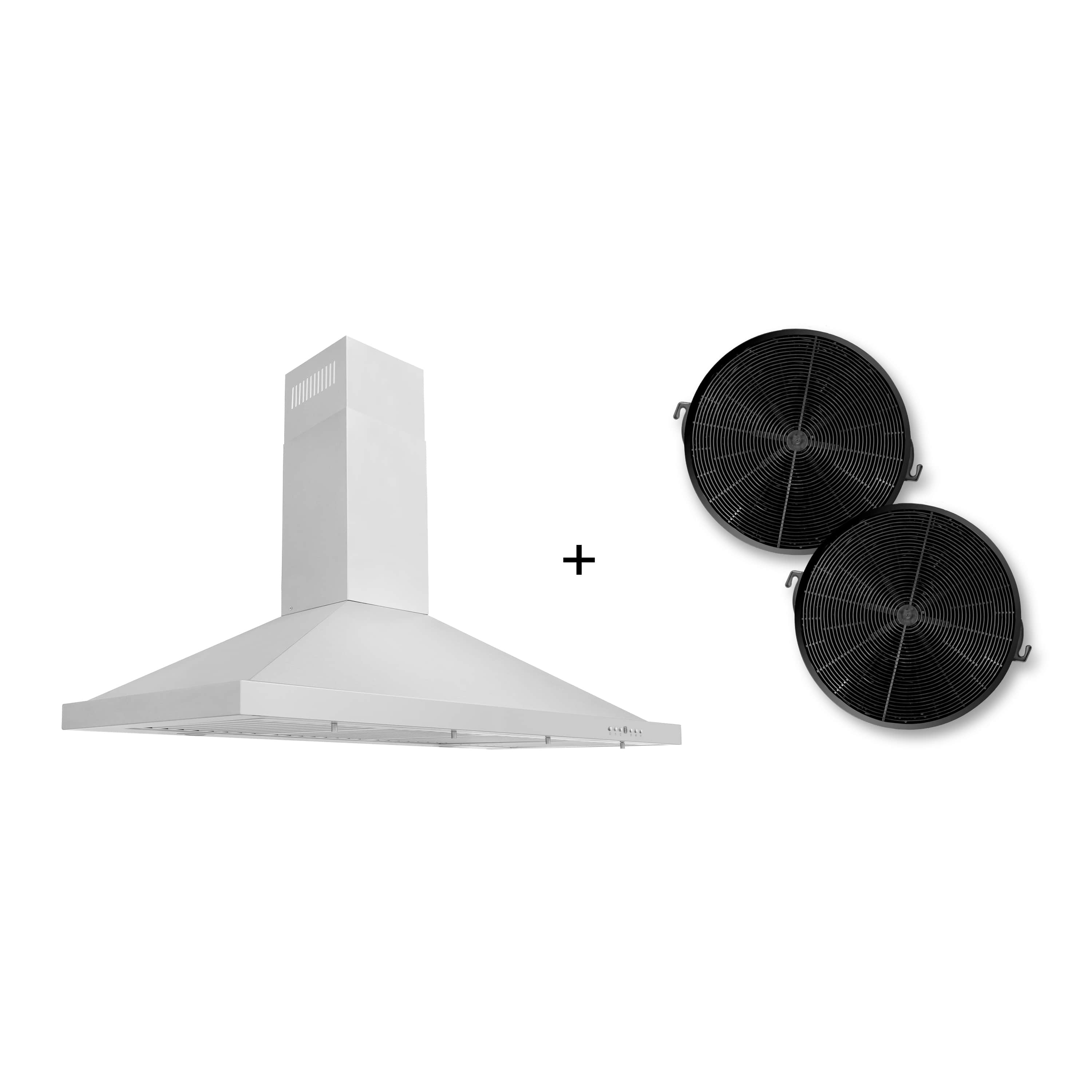 Stainless steel range hood with two charcoal filter rounds included