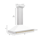 ZLINE 48-Inch Autograph Edition Wall Mounted Range Hood in Stainless Steel with White Matte Shell and Gold Accents (KB4STZ-WM48-G)