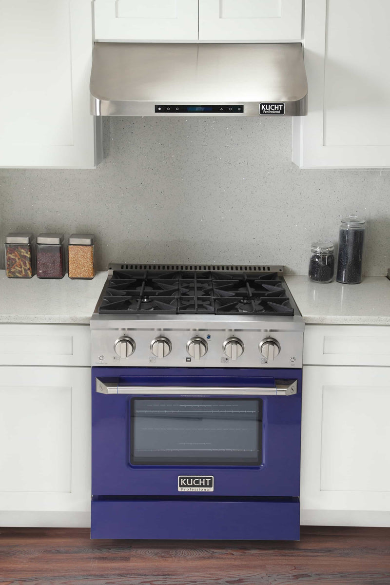 Kucht 30-Inch Pro-Style Dual Fuel Range in Stainless Steel with Blue Oven Door (KDF302-B)