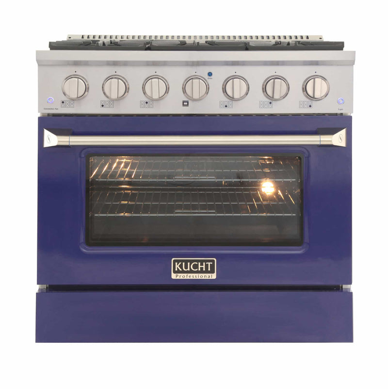 Kucht 36-Inch Pro-Style Dual Fuel Range in Stainless Steel with Blue Oven Door (KDF362-B)