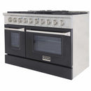 Kucht 48-Inch Pro-Style Dual Fuel Range in Stainless Steel with Black Oven Door (KDF482-K)