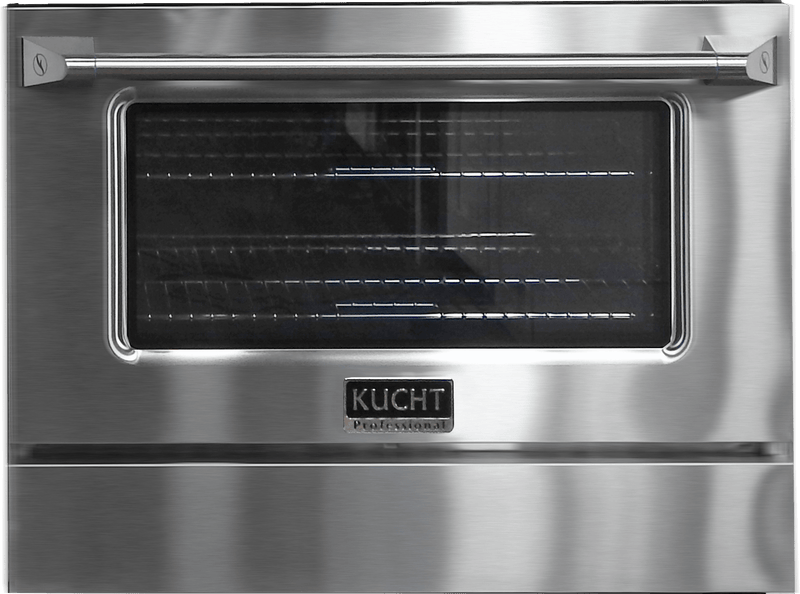 Kucht 5-Piece Appliance Package - 30-Inch Dual Fuel Range, Refrigerator, Wall Mount Hood, Dishwasher, & Microwave Oven in Stainless Steel