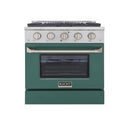 Kucht 30-Inch Pro-Style Dual Fuel Range in Stainless Steel with Green Oven Door (KDF302-G)