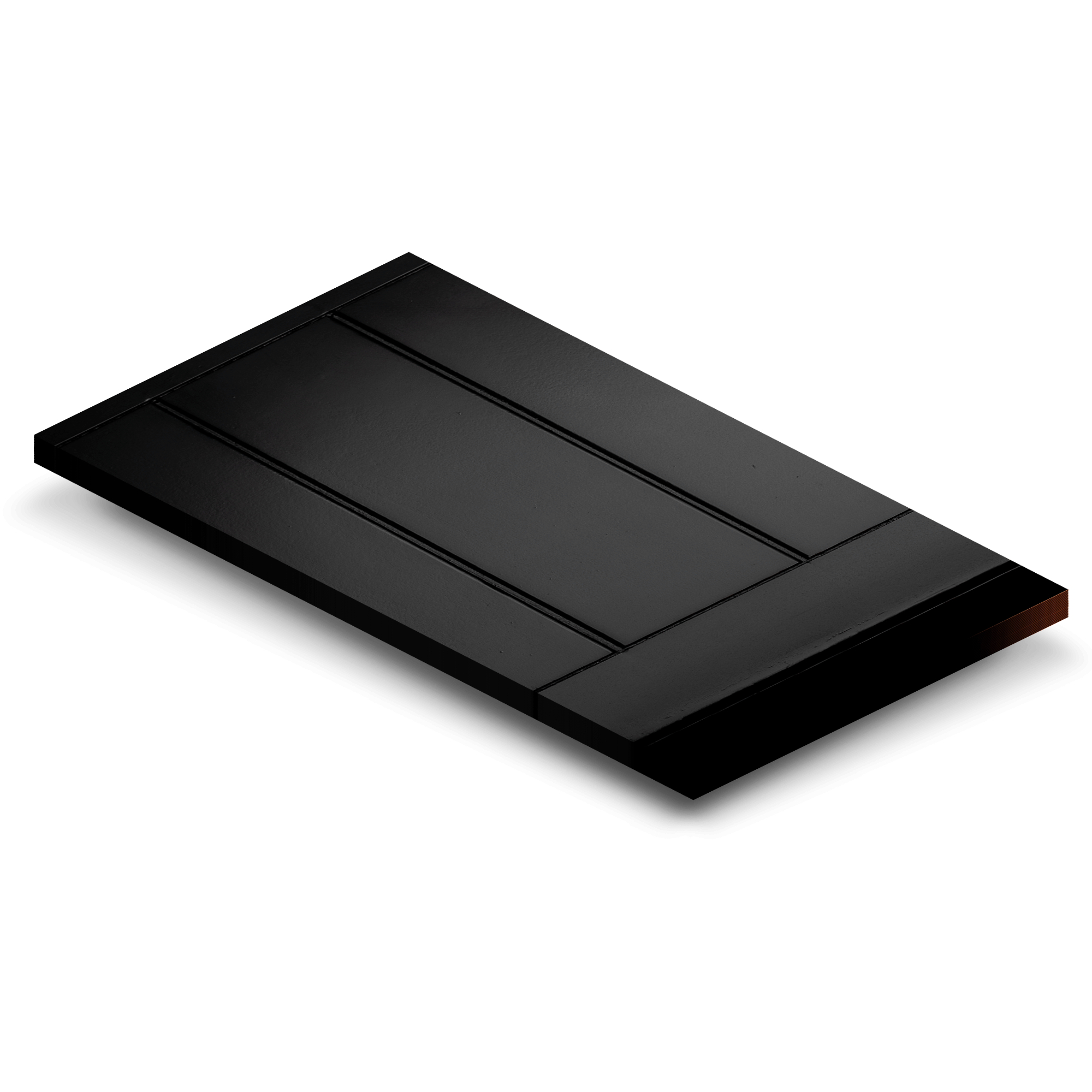 Black 6 x 4 wood sample board with two recessed rectangular panels