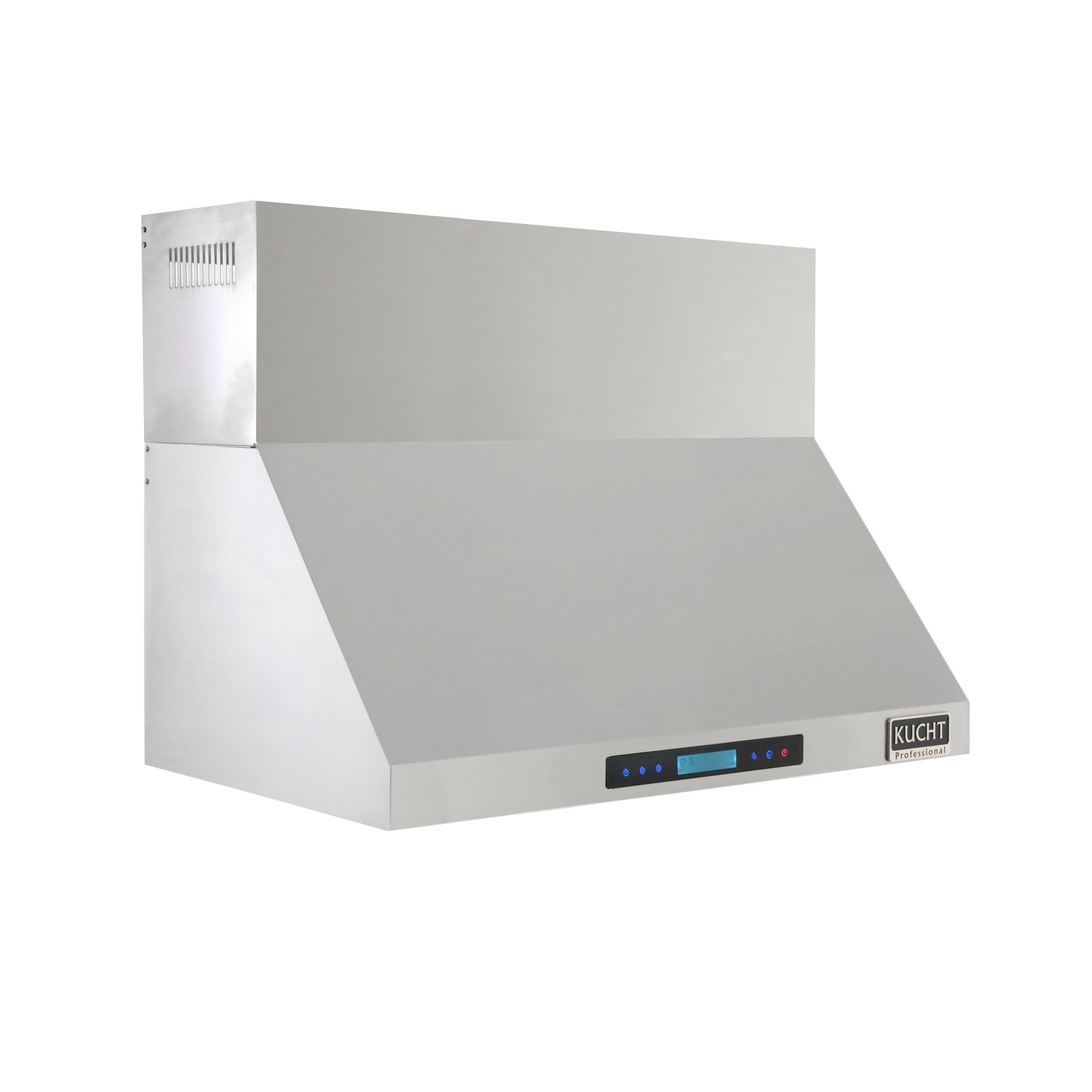 Stainless steel wall mounted range hood angled chimney design with LED control panel