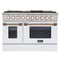 Kucht Signature 48-Inch Gas Range with Convection Oven in White with White Knobs & Gold Handle (KNG481-W-GOLD)
