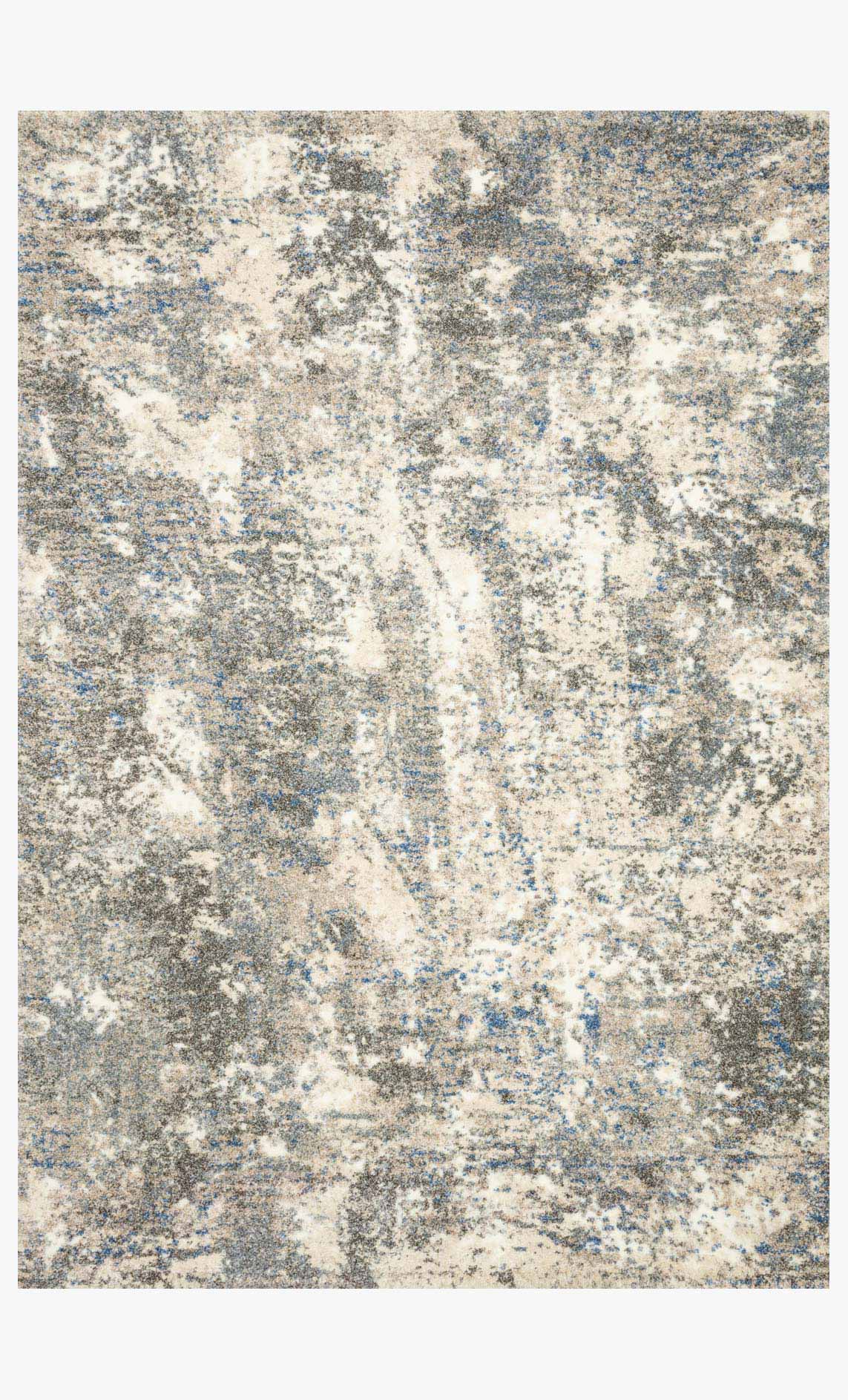 Contemporary power-loomed rug with abstract slate, cream, and blue mottled pattern
