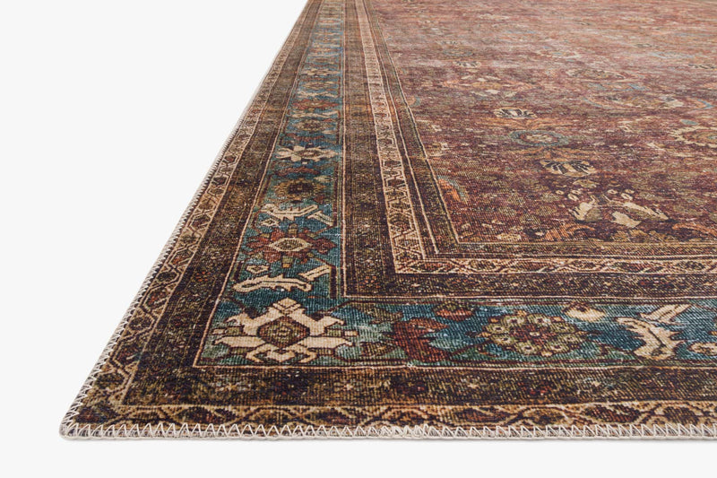 Loloi II Layla Collection - Traditional Power Loomed Rug in Brick & Blue (LAY-01)
