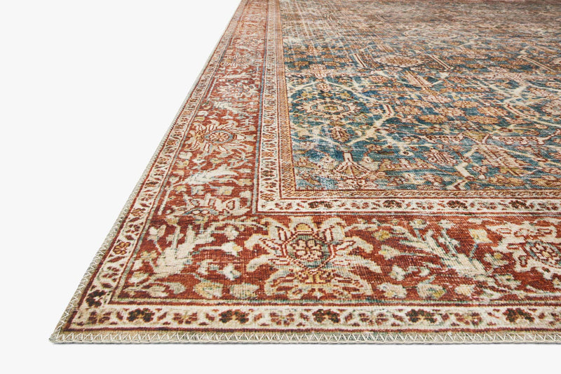 Loloi II Layla Collection - Traditional Power Loomed Rug in Ocean & Rust (LAY-04)