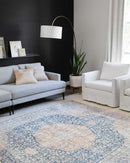 Loloi II Layla Collection - Traditional Power Loomed Rug in Blue & Tangerine (LAY-07)