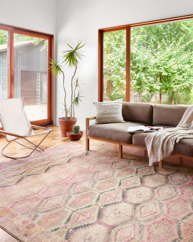 Loloi II Layla Collection - Traditional Power Loomed Rug in Pink & Lagoon (LAY-17)