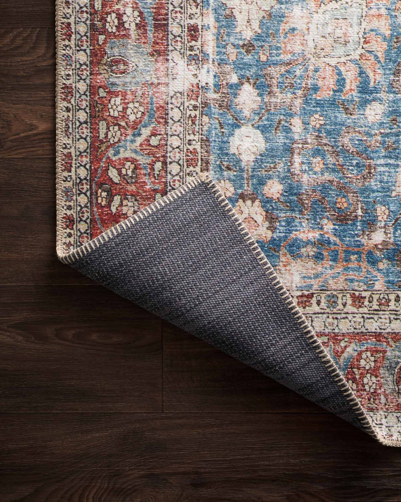 Loloi II Loren Collection - Traditional Power Loomed Rug in Blue & Brick (LQ-01)