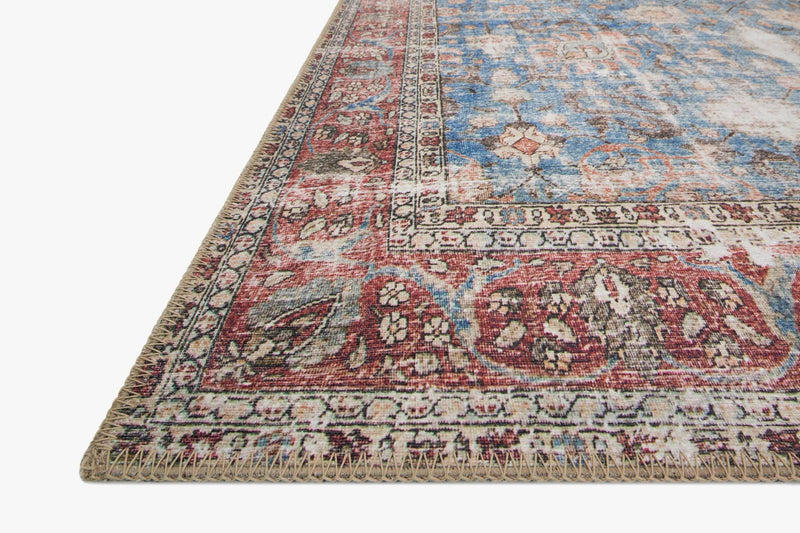 Loloi II Loren Collection - Traditional Power Loomed Rug in Blue & Brick (LQ-01)