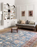 Loloi II Loren Collection - Traditional Power Loomed Rug in Blue & Brick (LQ-01)
