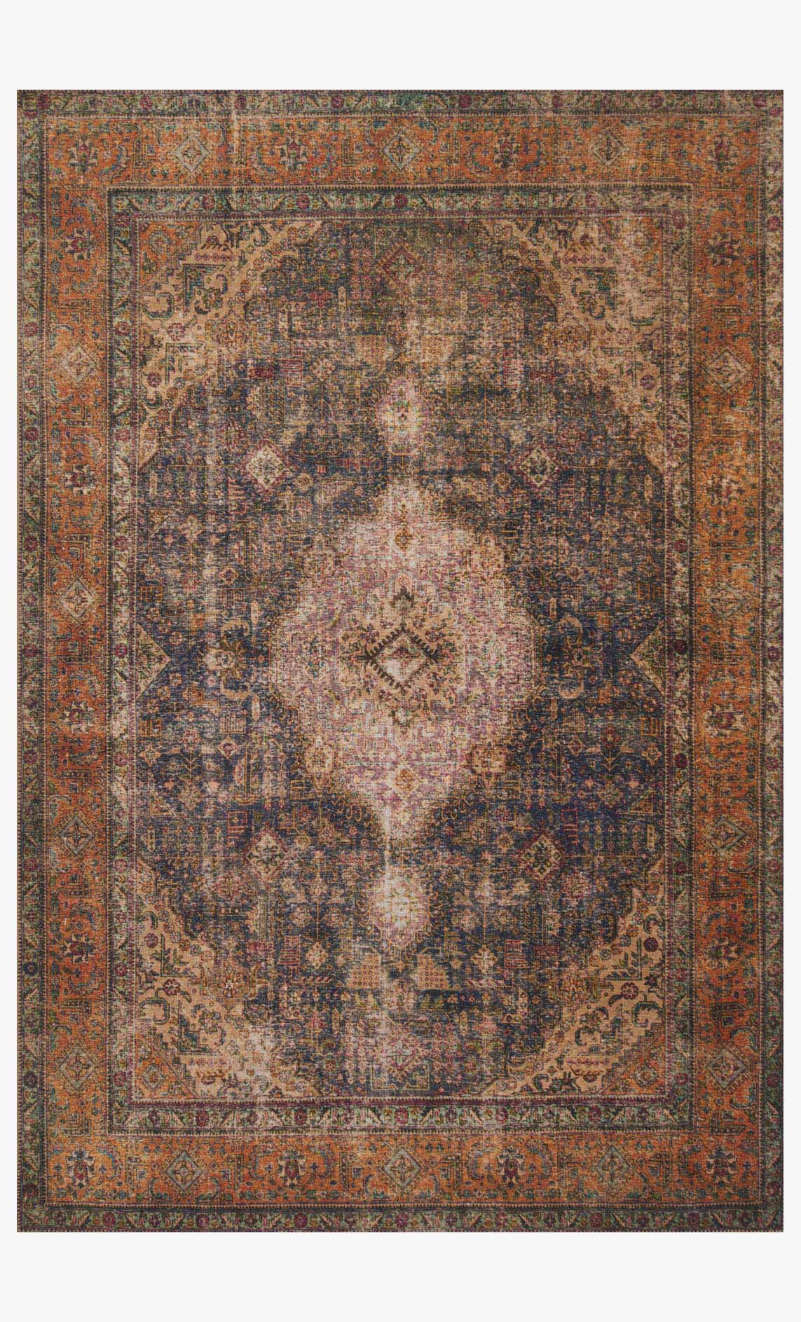 Multicolor traditional area rug with ornate center medallion and border