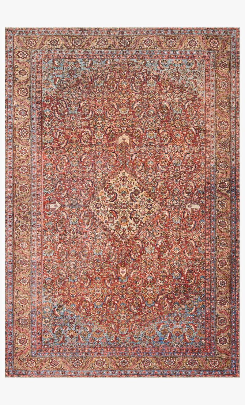 Loloi II Loren Collection - Traditional Power Loomed Rug in Red & Multi (LQ-06)
