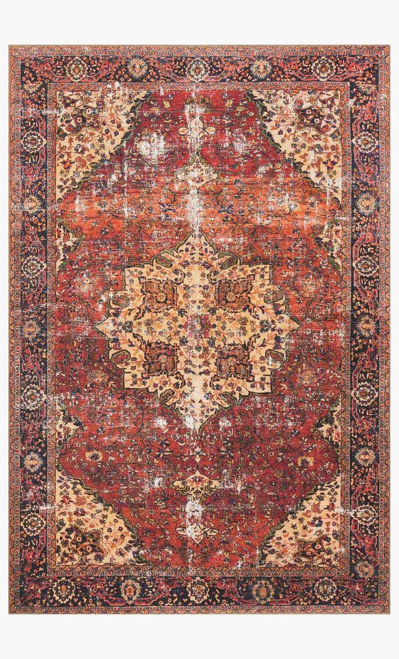 Loloi II Loren Collection - Traditional Power Loomed Rug in Red & Navy (LQ-07)