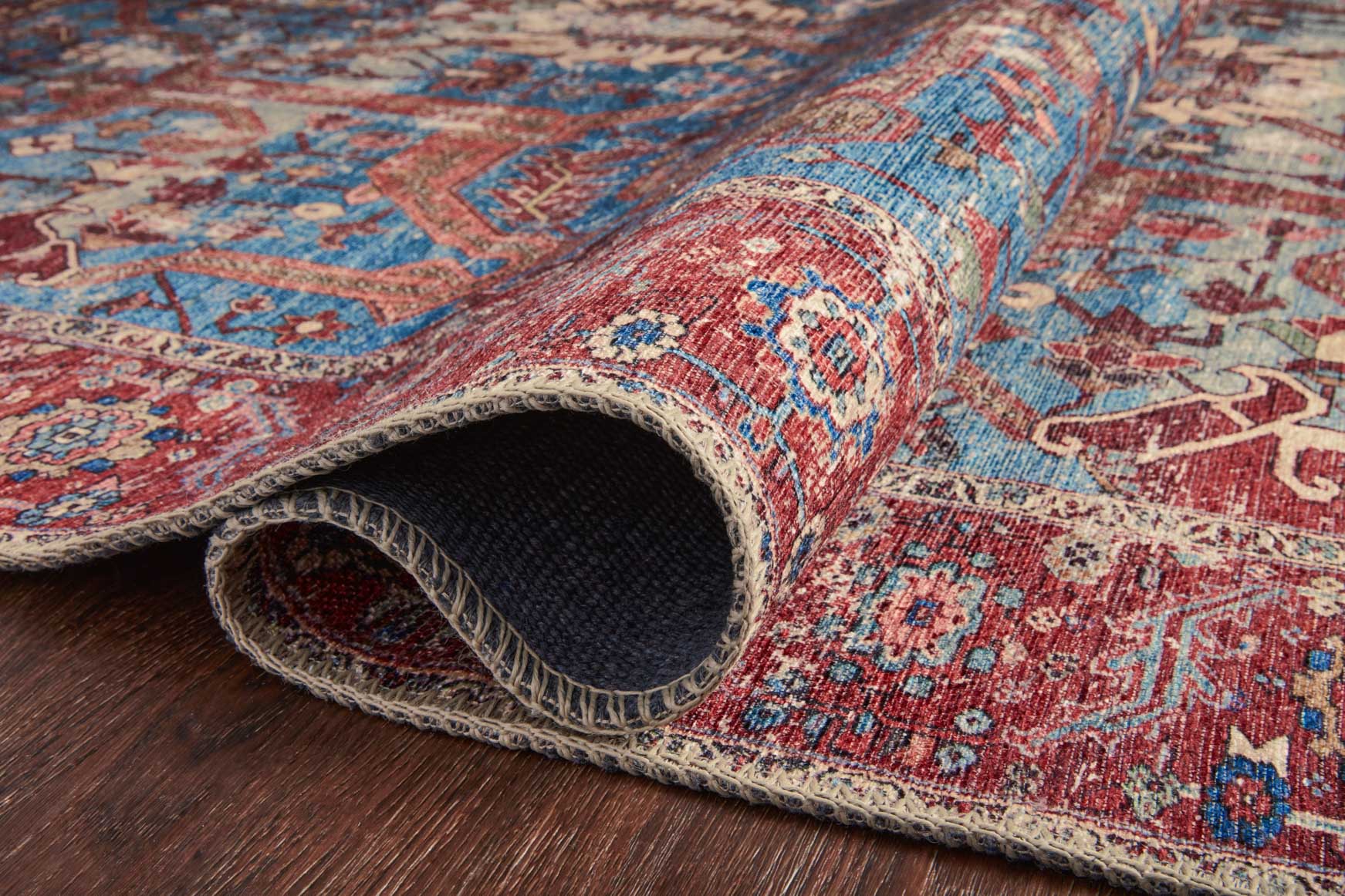 Loloi II Loren Collection - Traditional Power Loomed Rug in Blue & Red
