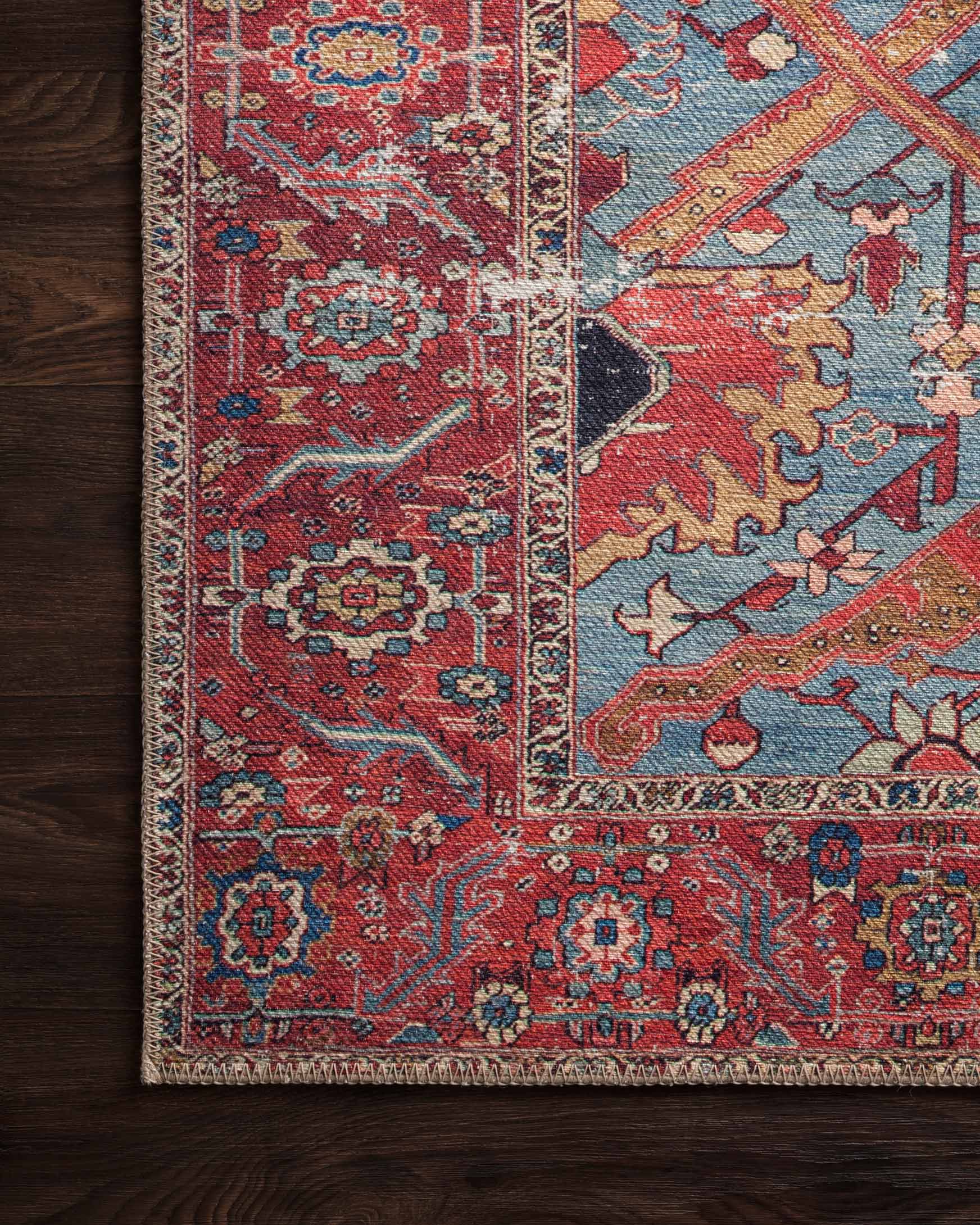 Loloi II Loren Collection - Traditional Power Loomed Rug in Blue & Red