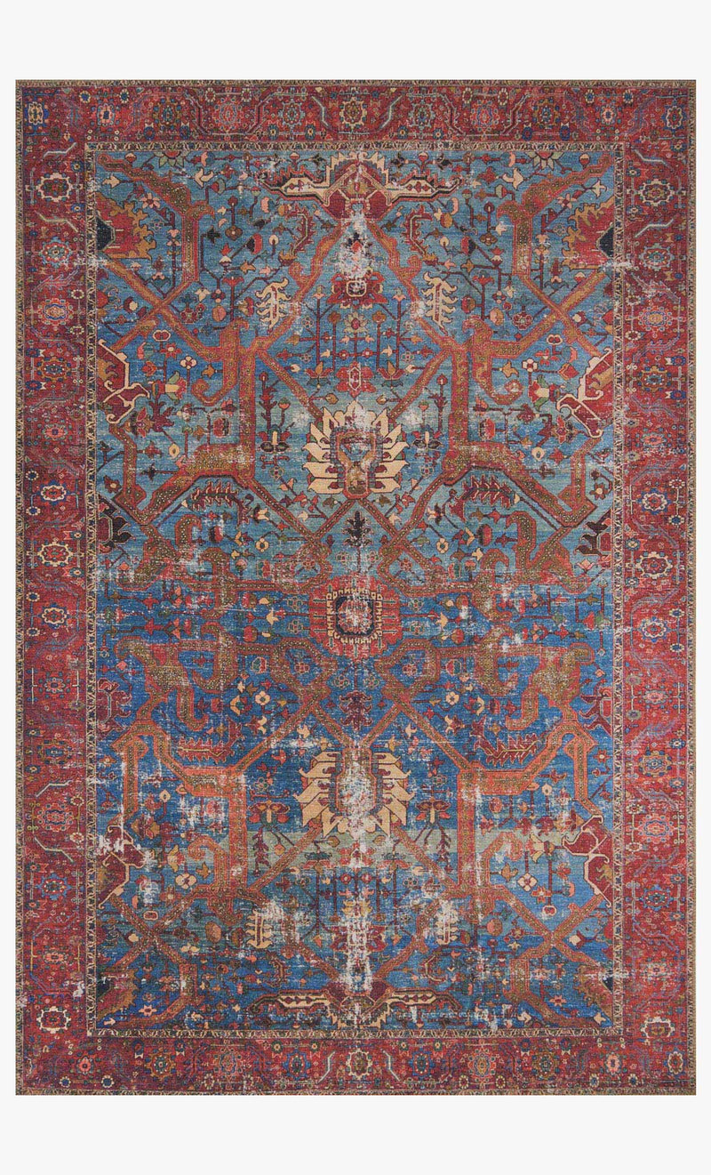 Loloi II Loren Collection - Traditional Power Loomed Rug in Blue & Red (LQ-10)