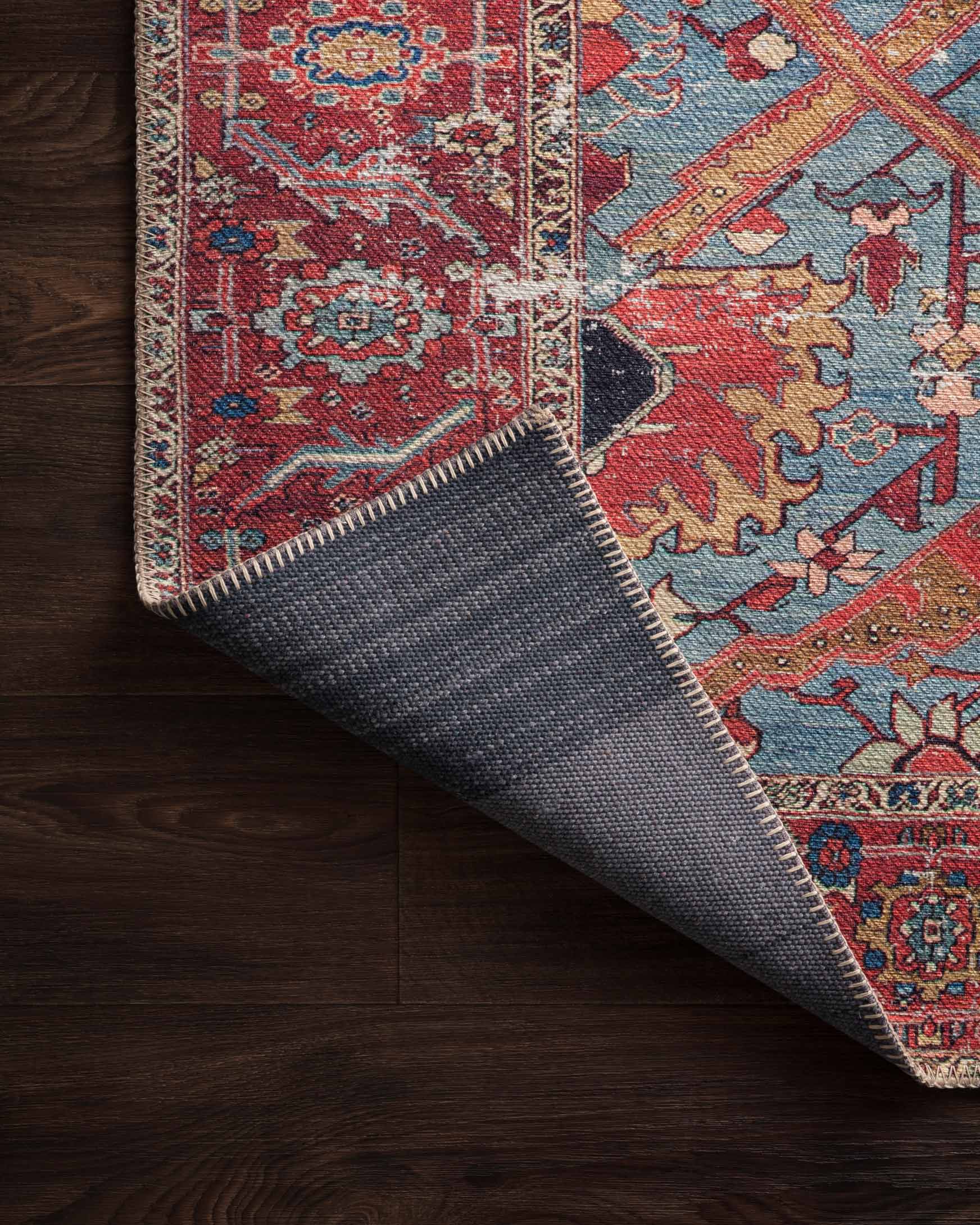 ラバランプ　ブルー×レッド Loloi II Loren Collection - Traditional Power Loomed Rug in Blue & Red