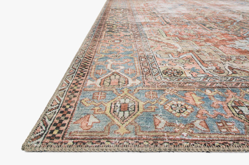 Loloi II Loren Collection - Traditional Power Loomed Rug in Terracotta & Sky (LQ-15)
