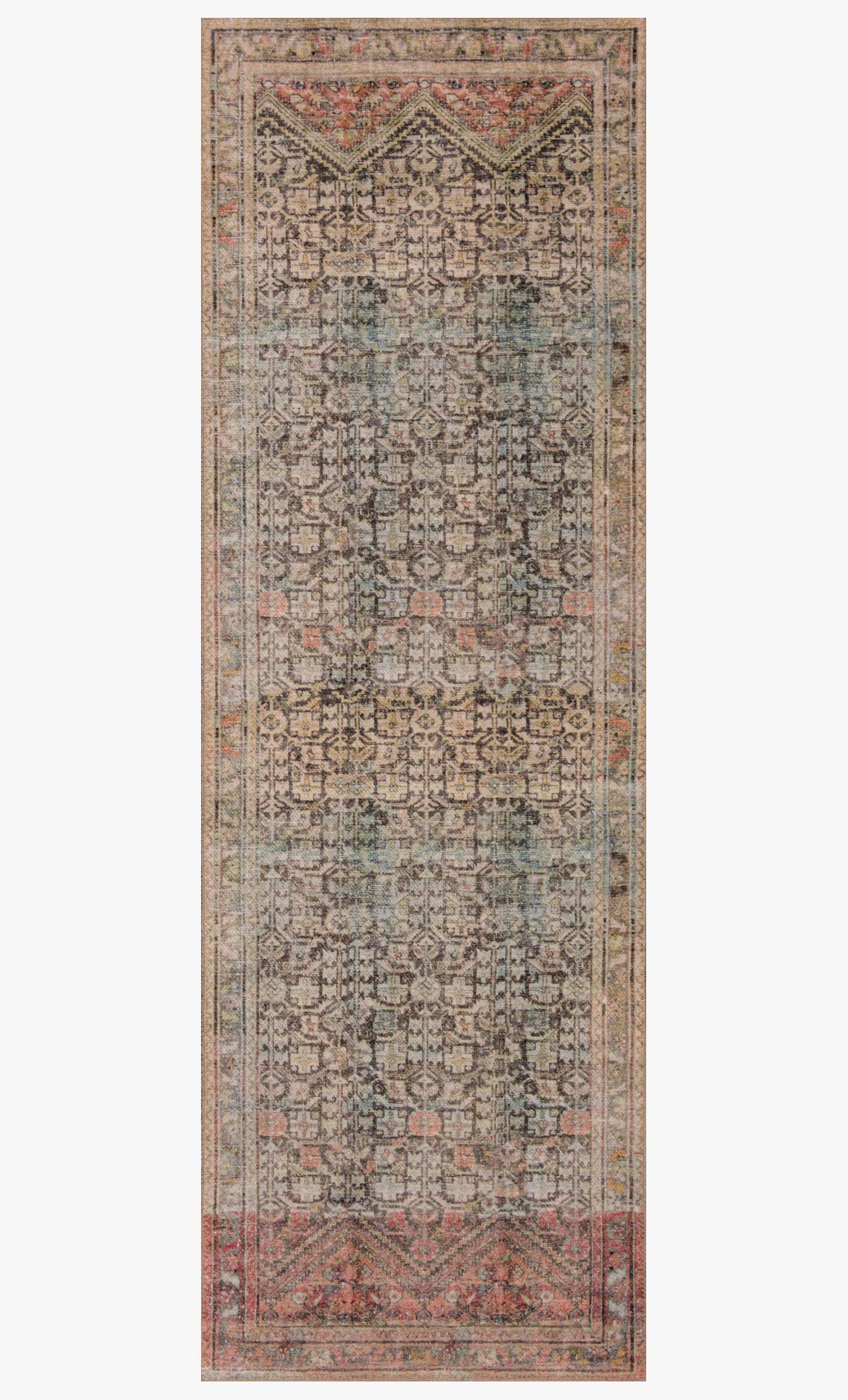 Rectangular traditional area rug in charcoal gray with detailed central motif and border