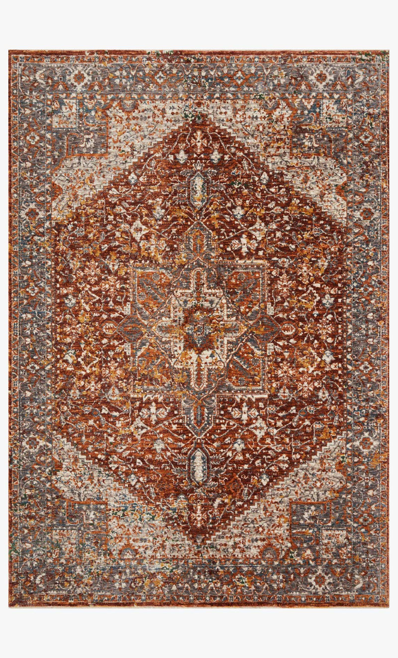 Loloi Lourdes Collection - Traditional Power Loomed Rug in Rust (LOU-02)