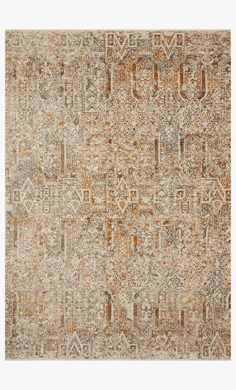 Loloi Lourdes Collection - Traditional Power Loomed Rug in Ivory & Orange (LOU-05)