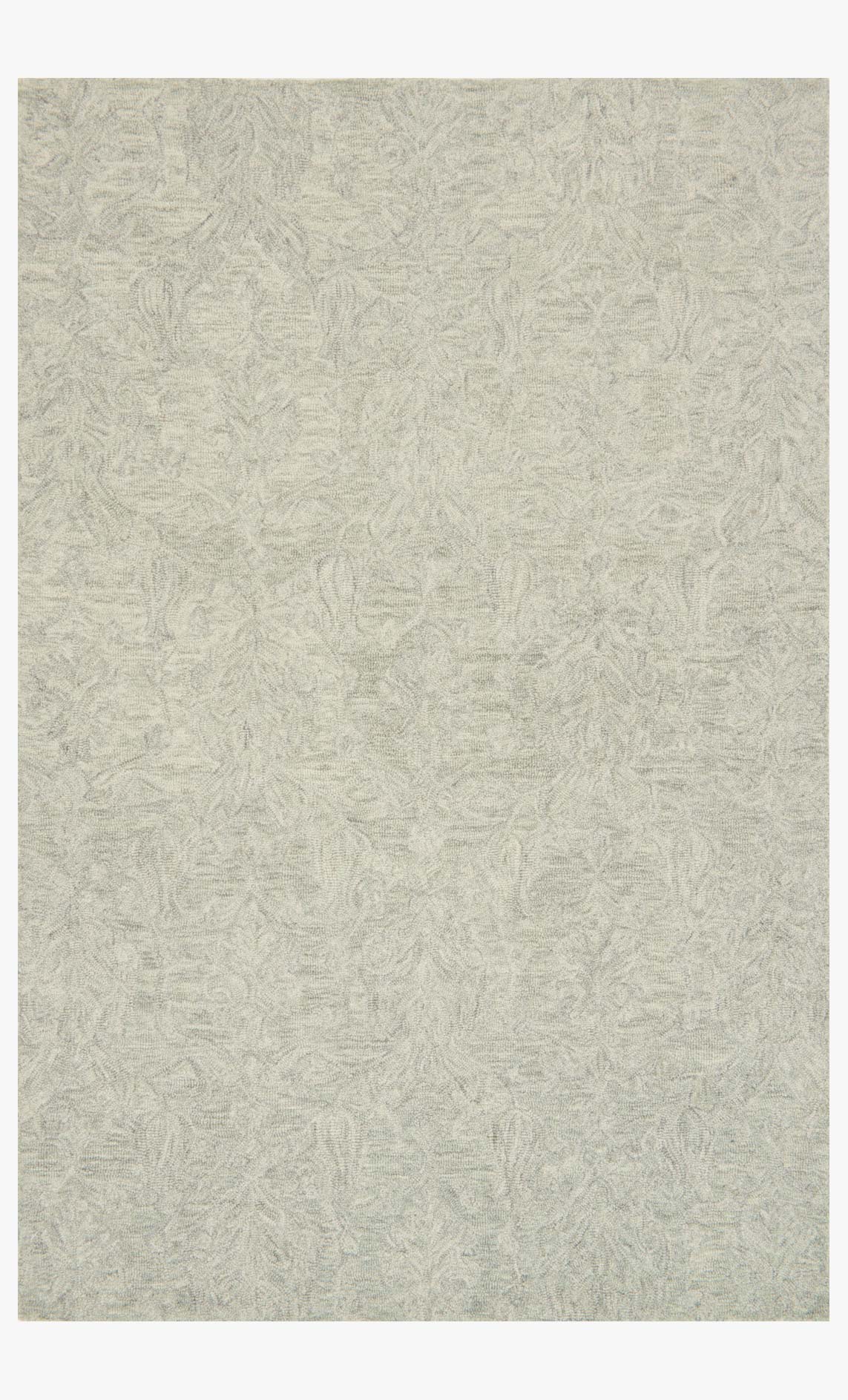 Light mist hooked rug with subtle allover pattern, flat woven look