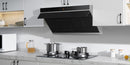 Fotile Slant Vent Series 36-Inch 1000 CFM Under Cabinet or Wall Mount Range Hood with 2 LED lights, and Touchscreen in Onyx Black Tempered Glass (JQG9006)