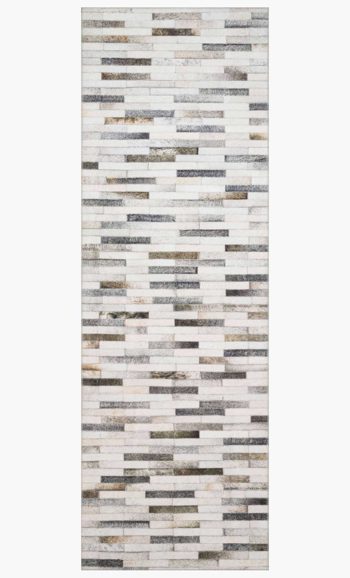 Ivory and grey contemporary rug featuring horizontal striped block pattern.